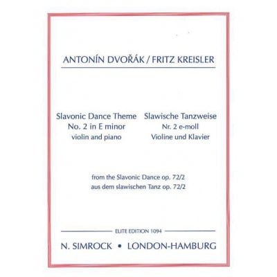 DVORAK ANTONIN - SLAVONIC DANCE THEME - VIOLIN AND PIANO