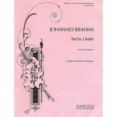 BRAHMS JOHANNES - SECHS LIEDER - VIOLONCELLE ET PIANO