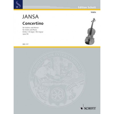 JANSA ADOLF - CONCERTINO D MAJOR OP. 54 - VIOLIN AND PIANO