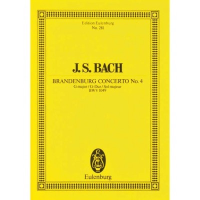  Bach J.s. - Concerto Brandebourgeois N4 En Sol Majeur - Conducteur De Poche  