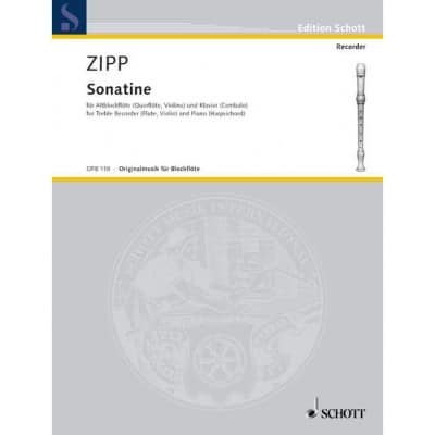 ZIPP - SONATINA OP. 23A - TREBLE FLUTE A BEC (FLUTE, VIOLON) ET CLAVECIN (PIANO)