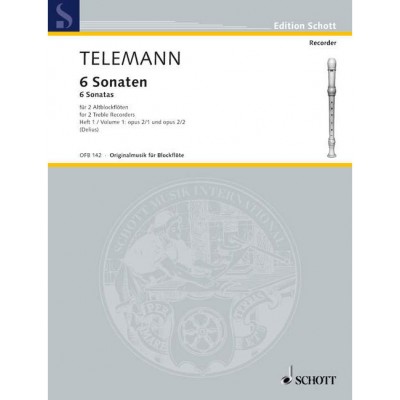 TELEMANN G.P. - SIX SONATAS OP 2 VOL. 1 - 2 TREBLE RECORDERS (FLUTES)