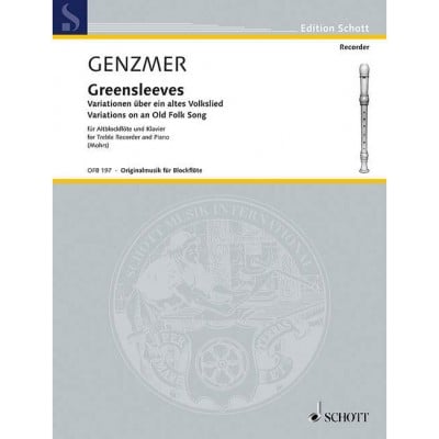 GENZMER - GREENSLEEVES GEWV 261 - TREBLE FLUTE A BEC ET PIANO