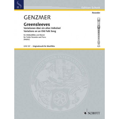 GENZMER HARALD - GREENSLEEVES - TREBLE RECORDER AND PIANO
