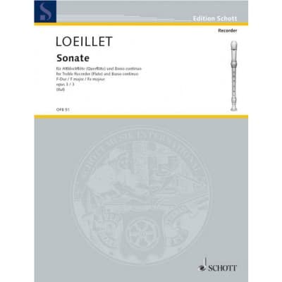 LOEILLET J.B. - SONATE N°3 EN FA MAJEUR OP.3 - FLUTE A BEC ALTO, BASSE CONTINUE