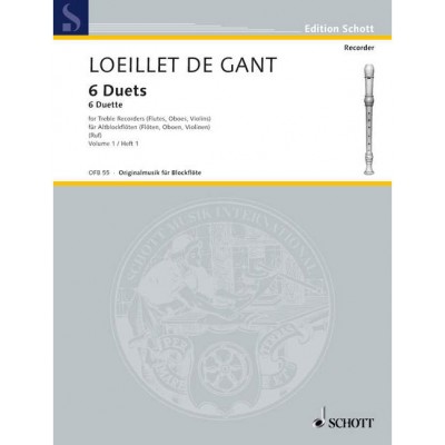 LOEILLET DE GANT - 6 DUETS - 2 TREBLE FLUTE A BEC (FLUTES, HAUTBOISS, VIOLONS)