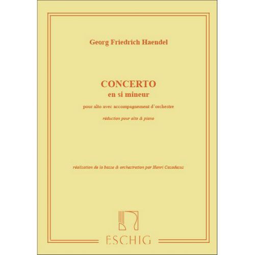 HAENDEL G.F. - CONCERTO EN SI MINEUR - ALTO ET PIANO