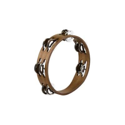 COMPACT WOOD TAMBOURINE, STAINLESS STEEL 8