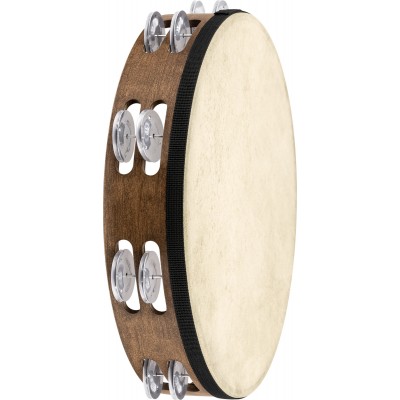 PERCUSSION 12 TAMBURELLO, WALNUT BROWN, GOAT SKIN, ALUMINUM JINGLES - FD12TAM
