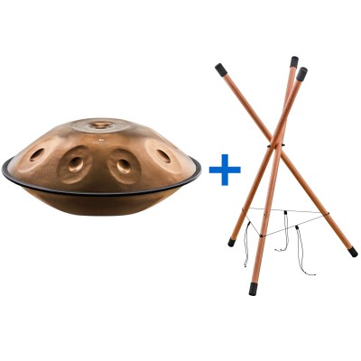 SONIC ENERGY Sensory Handpan, Stainless Steel, Bb2 Amara, 9 Notes, 432 Hz, Vintage copper, Engraved design