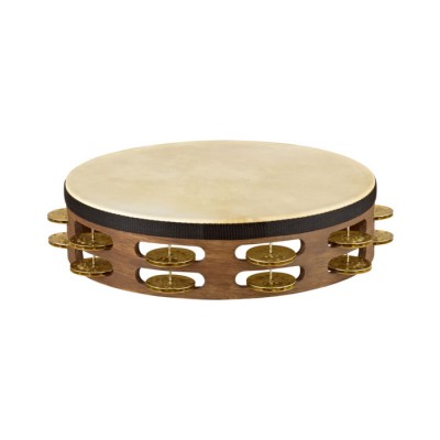 VINTAGE GOAT SKIN WOOD TAMBOURINE 2 ROWS