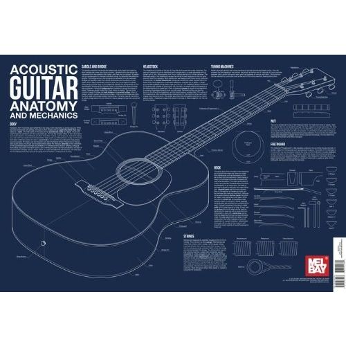 MEL BAY ACOUSTIC GUITAR ANATOMY AND MECHANICS GUITAR CHART - ACOUSTIC GUITAR