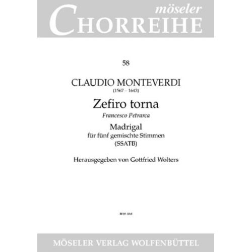 MOSELER Monteverdi C. - Zefiro Torna - Mixed Choir (ssatb)