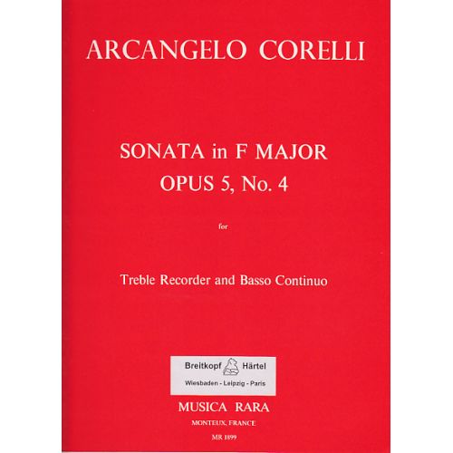 CORELLI A. - SONATA IN F MAJOR OP. 5/4 - FLUTE A BEC ALTO ET BC