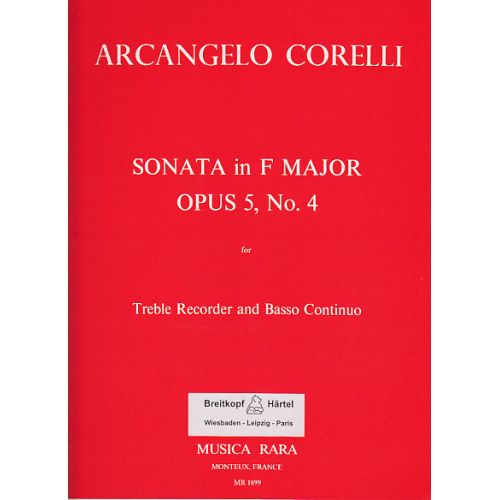 MUSICA RARA Corelli A. - Sonata In F Major Op. 5/4 - Flute A Bec Alto et BC