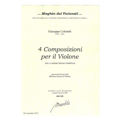 MUSEDITA COLOMBI G. - 4 COMPOSIZIONI PER IL VIOLONE - VIOLONCELLE