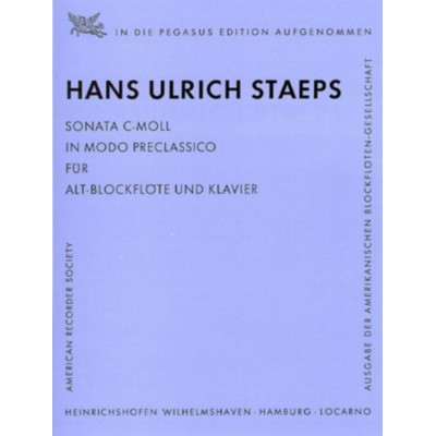 HEINRICHSHOFEN STAEPS H.U. - SONATA C-MOLL - FLÛTE A BEC ALTO ET PIANO