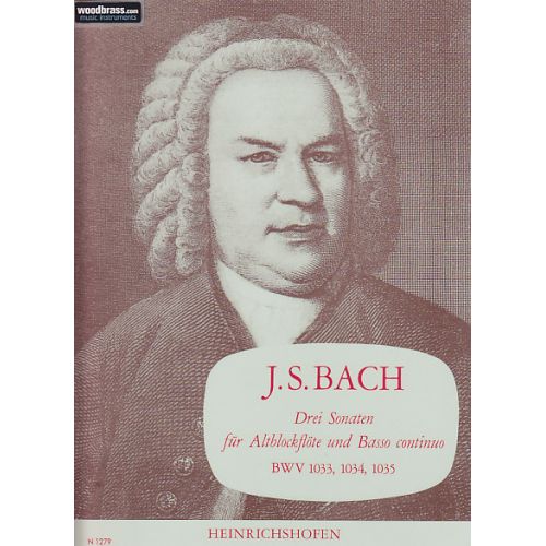HEINRICHSHOFEN BACH J. S. - DREI SONATEN - FLUTE A BEC ALTO ET BC 