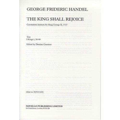 G.F. HANDEL THE KING SHALL REJOICE CHOR - CHORAL