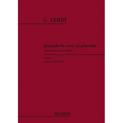 RICORDI VERDI G. - QUANDO LE SERE AL PLACIDO - CHANT ET PIANO