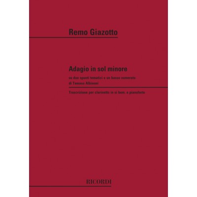 RICORDI ALBINONI T. - ADAGIO IN SOL MIN - CLARINET