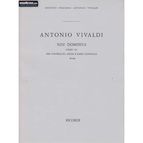 RICORDI PARTITIONS CHANT - VIVALDI NISI DOMINUS, SALMO 126, PER CONTRALTO, ARCHI E BC, RV 608