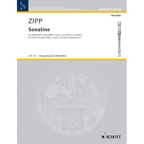 SCHOTT ZIPP FRIEDRICH - SONATINA OP 23A - TREBLE RECORDER (FLUTE, VIOLIN) AND HARPSICHORD (PIANO)
