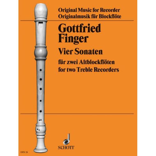 SCHOTT FINGER G. - 4 SONATEN - 2 FLUTES A BEC ALTO