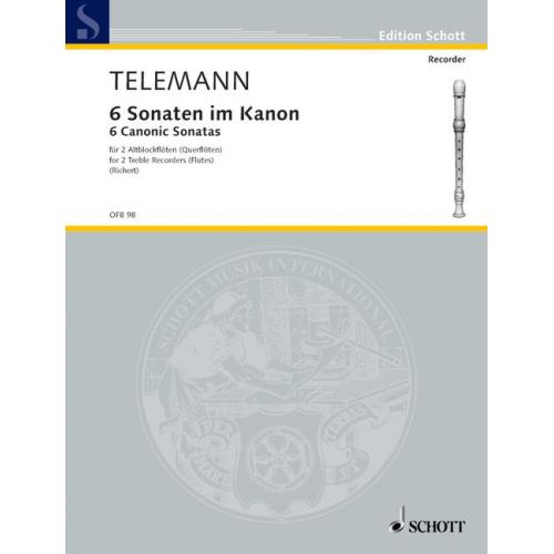 TELEMANN G.P. - 6 CANONIC SONATAS - 2 TREBLE RECORDER