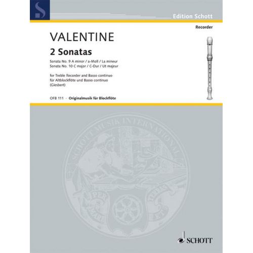 SCHOTT VALENTINE R. - 2 SONATAS - FLB ALTO ET BC