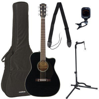 FENDER Pack Cc-60Sce Concert Wlnt Black + Accessories