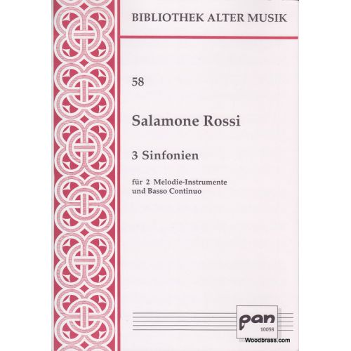 PAN VERLAG ROSSI SALAMONE - 3 Sinfonien für 2 Instrumente (S/S) und B. c.
