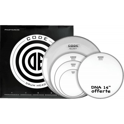 CODE DRUM HEAD TOM FULL PACK DNA COATED FUSION 10/12/14/20 + 14" DNA COATED