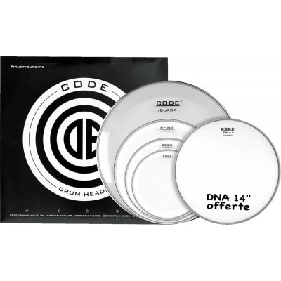 CODE DRUM HEAD TOM FULL PACK GENERATOR CLEAR FUSION 10/12/14/20 + 14" DNA COATED