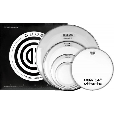 CODE DRUM HEAD FULL PACK RESO RING CLEAR 10/12/16/22 + 14DNA SABLEE