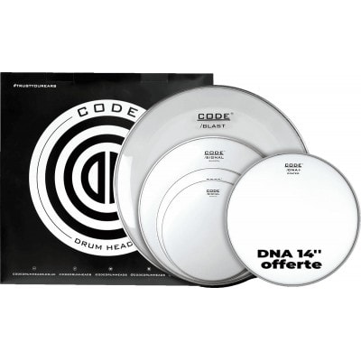 CODE DRUM HEAD FULL PACK SIGNAL SMOOTH 10/12/16/22 + 14" DNA SABLEE
