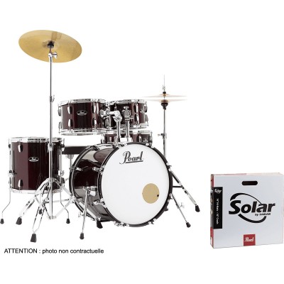 PEARL DRUMS ROADSHOW FUSION 20+ PACK SOLAR SABIAN  RED WINE