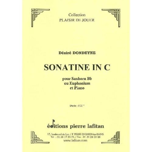 LAFITAN DONDEYNE DESIRE - SONATINE IN C - SAXHORN BASSE SIB OU EUPHONIUM SIB ET PIANO