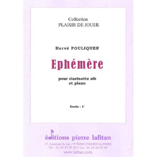LAFITAN POULIQUEN HERVE - EPHEMERE - CLARINETTE ET PIANO