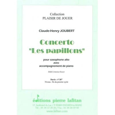 JOUBERT CLAUDE-HENRY - CONCERTO LES PAPILLONS - SAXOPHONE ALTO & PIANO