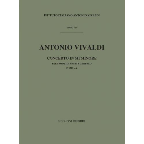 RICORDI VIVALDI A. - CONCERTO IN MI MIN. RV 484 - F.VIII/6 - BASSON