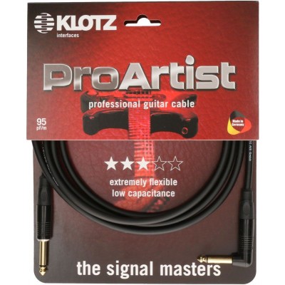 KLOTZ PRO ARTIST INSTR. CABLE 9M ,JACK 2P - JACK 2P 90°