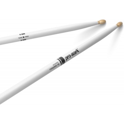 PRO MARK TX5BW-WHITE - Classic Forward 5B Painted White Hickory Drumstick, Oval Wood Tip
