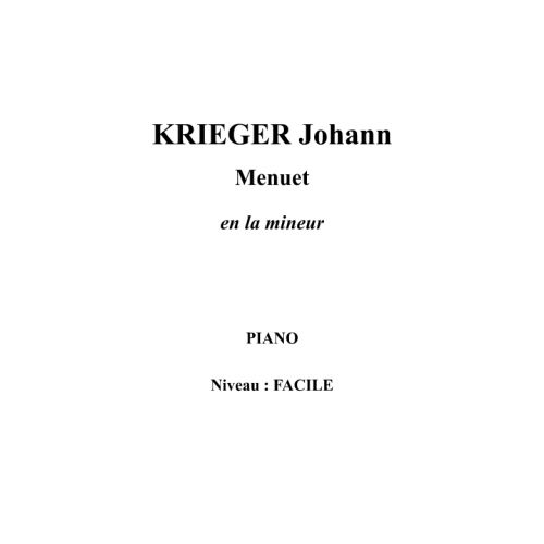 IPE MUSIC KRIEGER JOHANN - MINUET IN A MINOR - PIANO