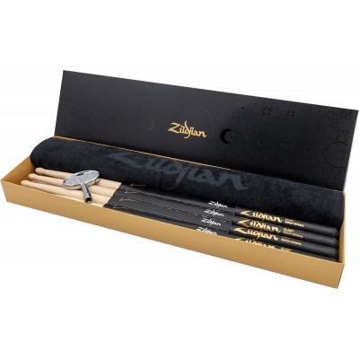 ZILDJIAN ACCESSORIES Bundle 4 X 5A Dip Drumsticks + Towel + Drum Key