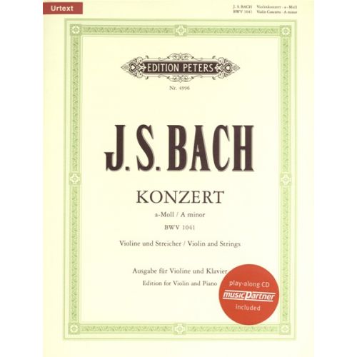 EDITION PETERS BACH JOHANN SEBASTIAN - CONCERTO A MIN BVW1041 + CD - VIOLIN AND PIANO