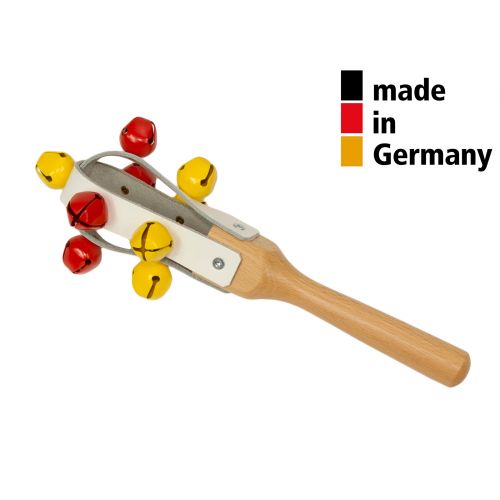 MARACAS CUIR 25CM AVEC 9 GRELOTS – 3+