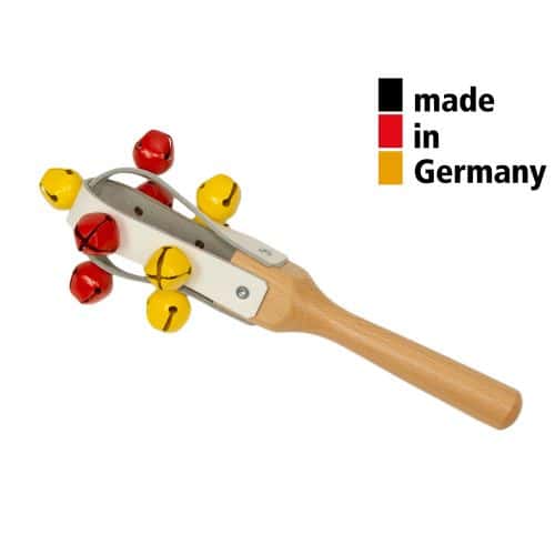 MARACAS CUIR 25CM AVEC 9 GRELOTS - 3+