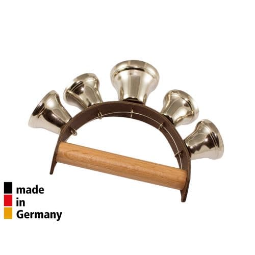 LEATHER HANDLE WITH 5 OPEN BELLS - 3+