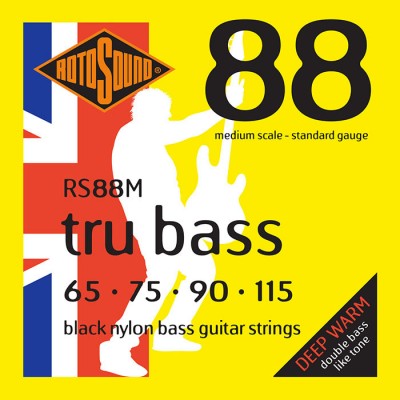 ROTOSOUND TRU BASS 88 RS88M BLACK NYLON FLATWOUND MEDIUM 65115